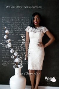 Tanika Gray and her pledge for The White Dress Project.