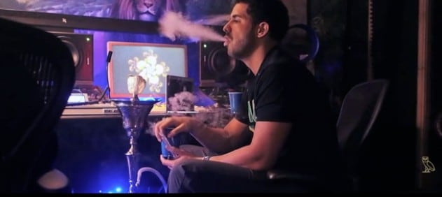 A screen shot of Drake smoking hookah on the single "Girls Love Beyoncé."